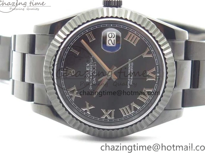 Best AAA Replica Sites Best Edition All DateJust Dial 41 Black Bracelet Markers PVD ModernLook A Roman PVD Oyster Black VRF 2793 on 0119